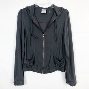 Active Basic Long Sleeve Hooded Full Zip Jacket Size M